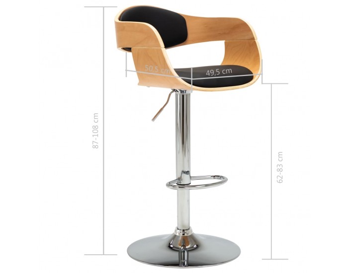 Sonata H Бар табуретка, черна, извито дърво и изкуствена кожа Sonata H Бар табуретка, черна, извито дърво и изкуствена кожа