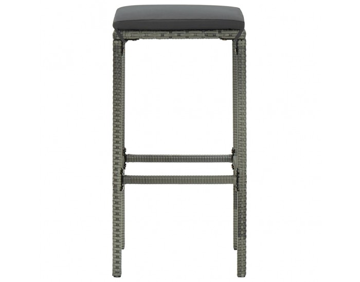 Sonata H Бар табуретки с възглавници, 6 бр, полиратан, сиви