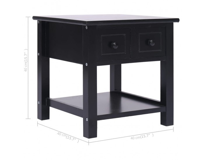 Sonata H Странична маса, черна, 40x40x40 см, дърво от пауловния