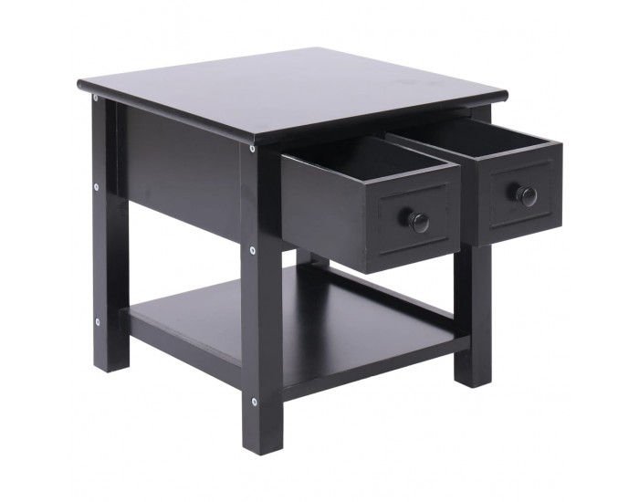 Sonata H Странична маса, черна, 40x40x40 см, дърво от пауловния