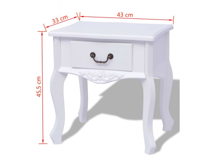 Sonata H Нощни шкафчета, 2 бр, МДФ, бели