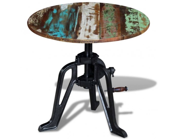 Sonata H Странична маса, регенерирано дърво масив и чугун, 60x(42-63) cм