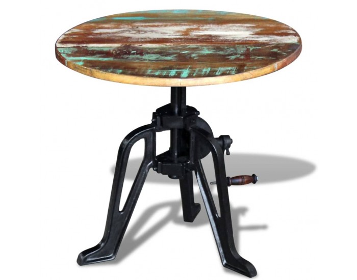 Sonata H Странична маса, регенерирано дърво масив и чугун, 60x(42-63) cм