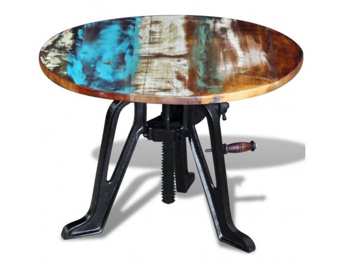 Sonata H Странична маса, регенерирано дърво масив и чугун, 60x(42-63) cм