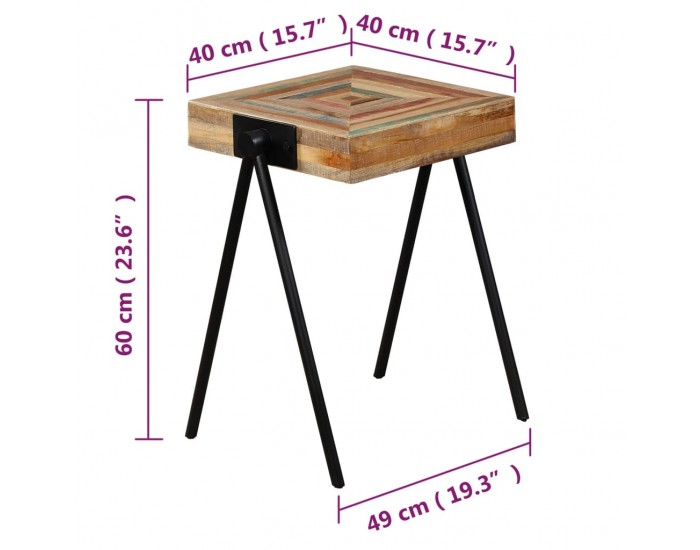 Sonata H Странична масичка, регенериран тик масив