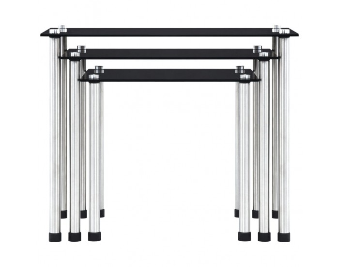 Sonata H Стифиращи маси, 3 бр, черни, закалено стъкло