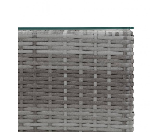 Sonata H Странични маси, 3 бр, със стъклен плот, сиви, полиратан