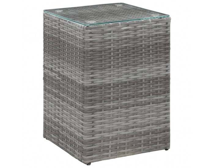 Sonata H Странични маси, 3 бр, със стъклен плот, сиви, полиратан