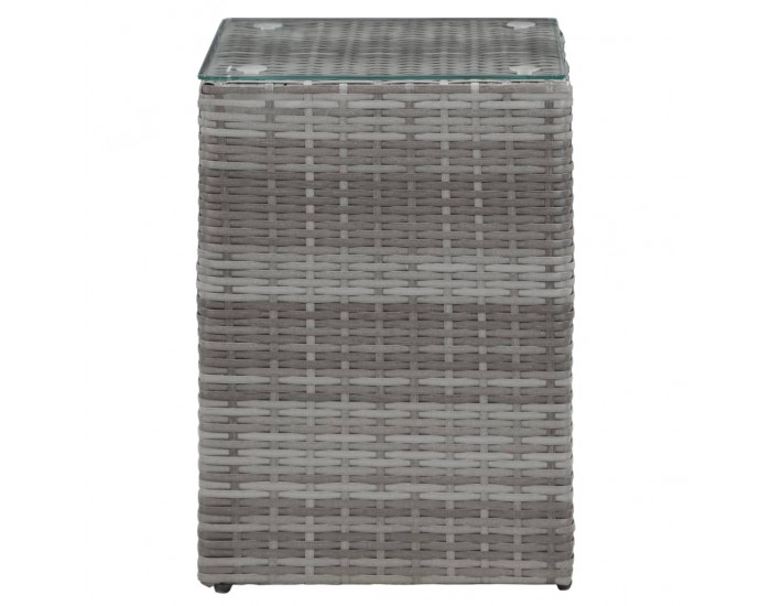 Sonata H Странични маси, 3 бр, със стъклен плот, сиви, полиратан