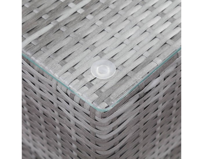 Sonata H Странични маси, 3 бр, със стъклен плот, сиви, полиратан