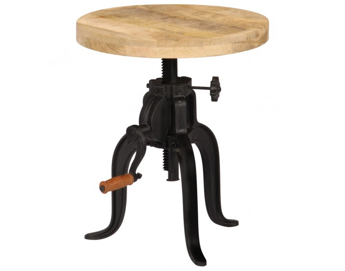 Sonata H Странична маса, 45x(45-62) cм, мангово дърво масив и чугун