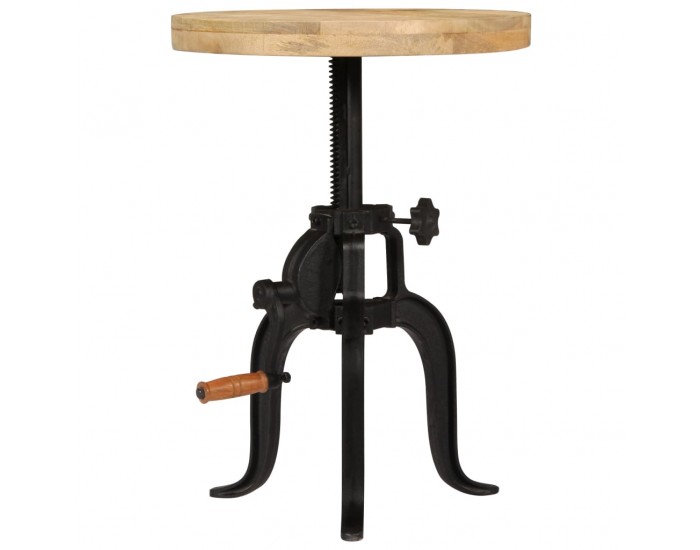 Sonata H Странична маса, 45x(45-62) cм, мангово дърво масив и чугун