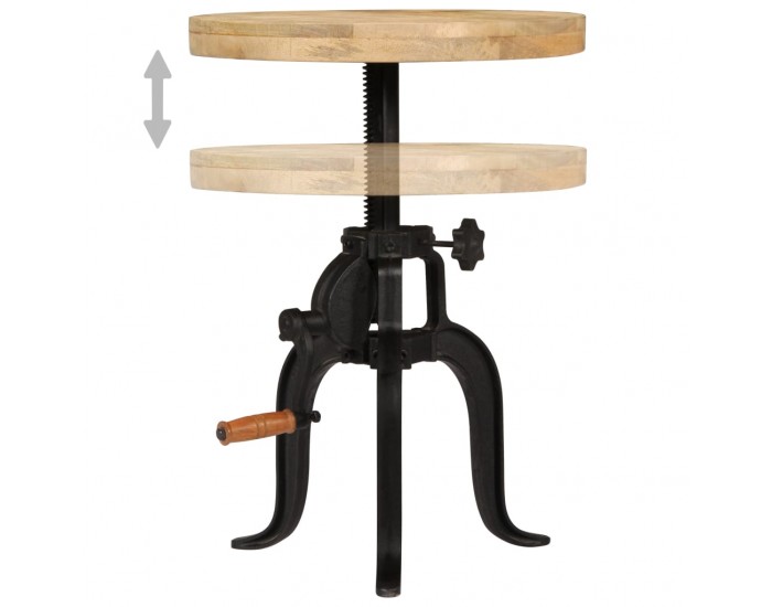 Sonata H Странична маса, 45x(45-62) cм, мангово дърво масив и чугун