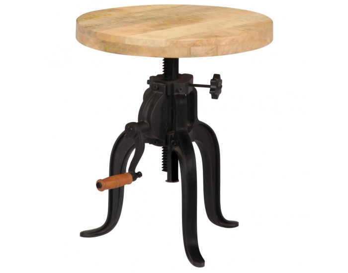 Sonata H Странична маса, 45x(45-62) cм, мангово дърво масив и чугун