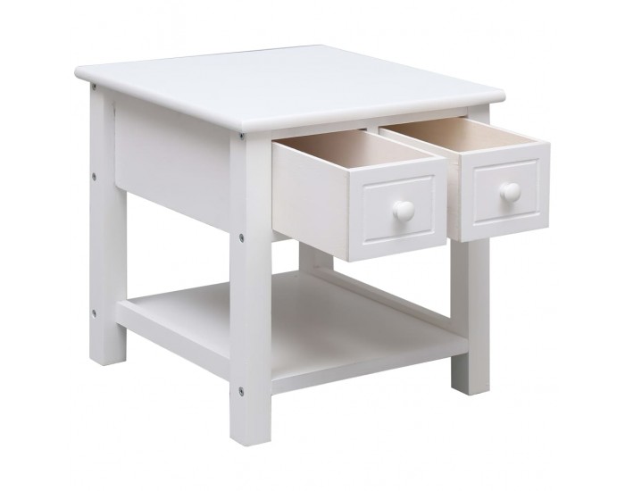 Sonata H Странична маса, бяла, 40x40x40 см, дърво от пауловния