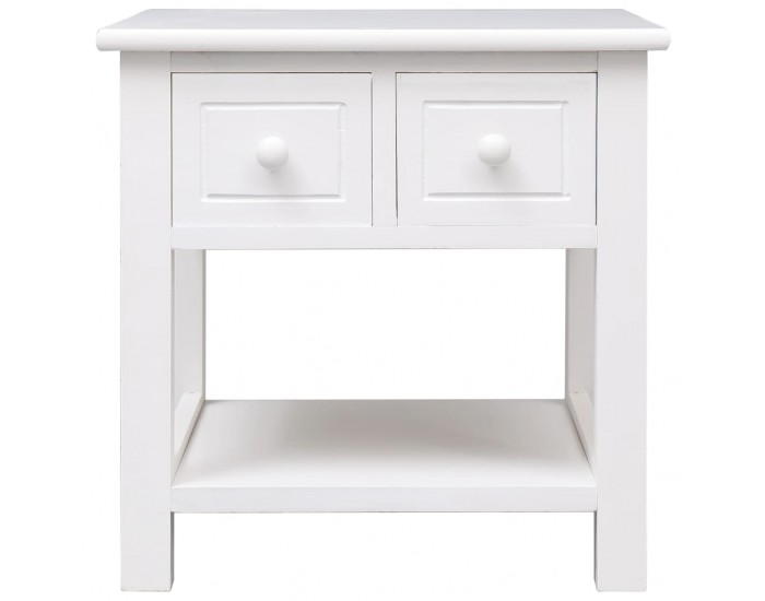 Sonata H Странична маса, бяла, 40x40x40 см, дърво от пауловния