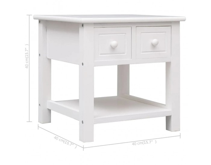 Sonata H Странична маса, бяла, 40x40x40 см, дърво от пауловния