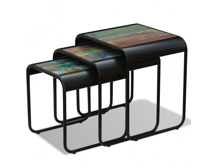 Sonata H Три стифиращи масички за кафе, регенерирано дърво масив