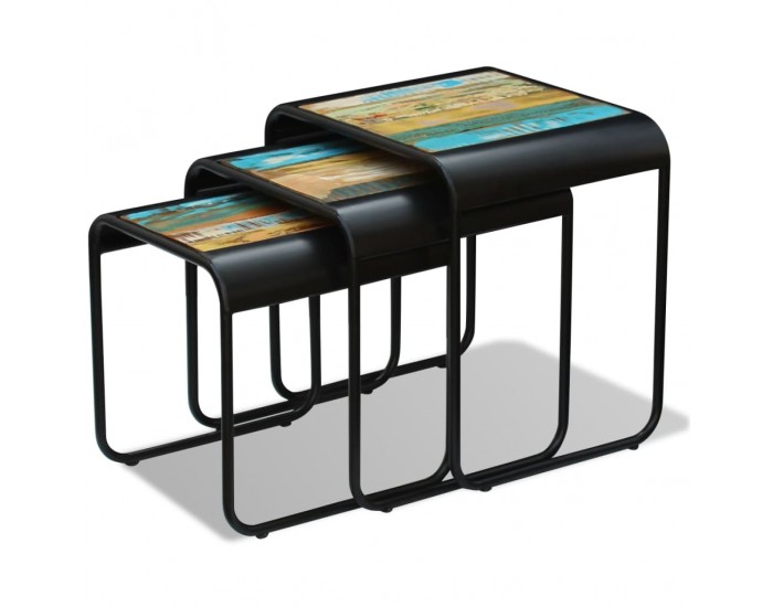 Sonata H Три стифиращи масички за кафе, регенерирано дърво масив