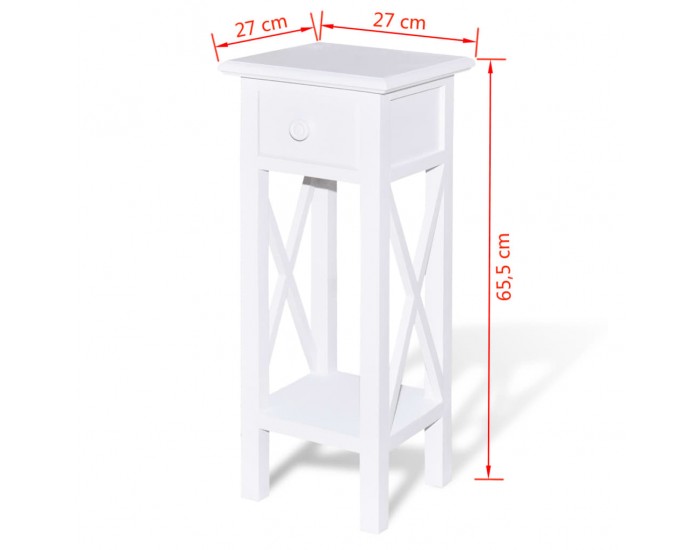 Sonata H Странична маса с чекмедже, бяла