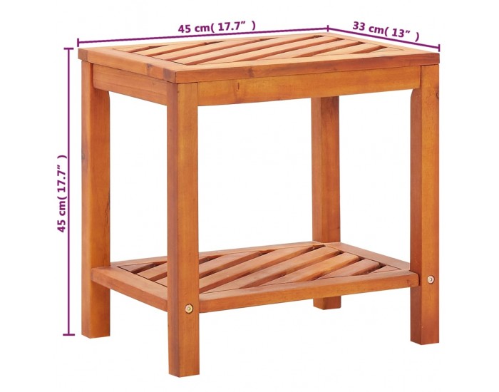 Sonata H Странична маса, акациево дърво масив, 45x33x45 см