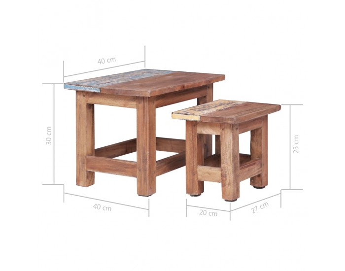 Sonata H Стифиращи маси, 2 бр, регенерирано дърво масив