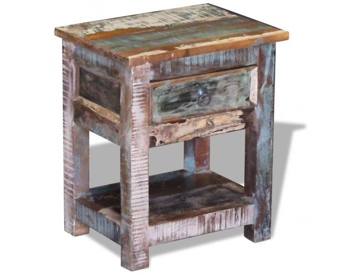 Sonata H Масичка с 1 чекмедже, регенерирано дърво масив, 43x33x51 cм