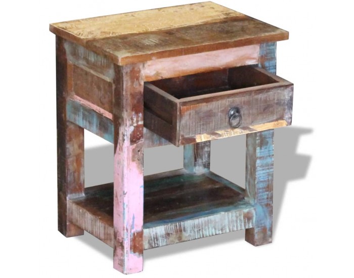 Sonata H Масичка с 1 чекмедже, регенерирано дърво масив, 43x33x51 cм