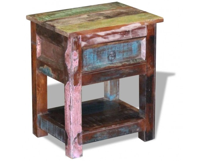 Sonata H Масичка с 1 чекмедже, регенерирано дърво масив, 43x33x51 cм