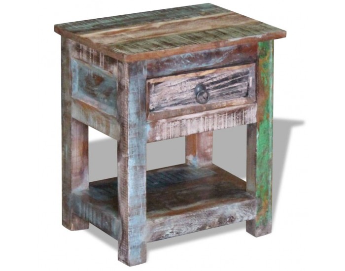 Sonata H Масичка с 1 чекмедже, регенерирано дърво масив, 43x33x51 cм