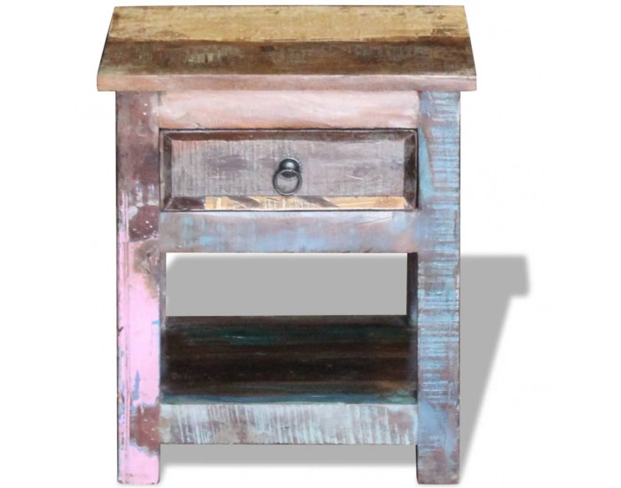 Sonata H Масичка с 1 чекмедже, регенерирано дърво масив, 43x33x51 cм