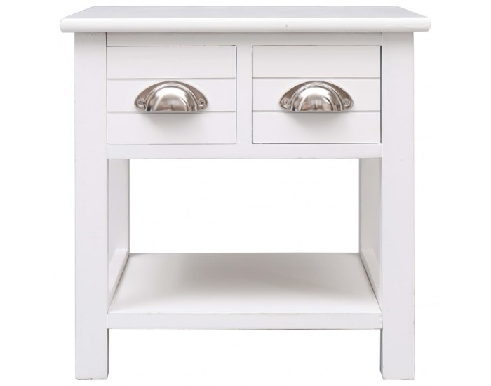 Sonata H Странична маса, бяла, 40x40x40 см, дърво от пауловния