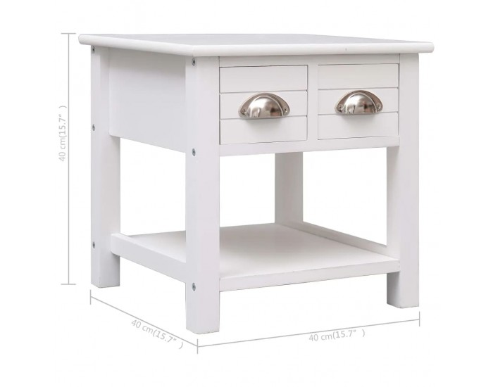 Sonata H Странична маса, бяла, 40x40x40 см, дърво от пауловния