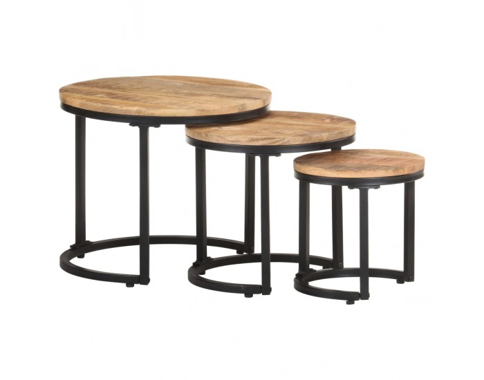 Sonata H Странични маси, 3 бр, грубо мангово дърво