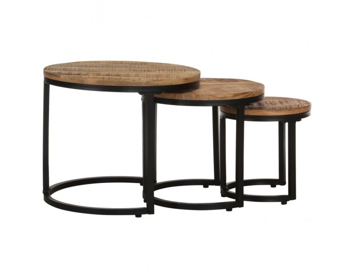 Sonata H Странични маси, 3 бр, грубо мангово дърво