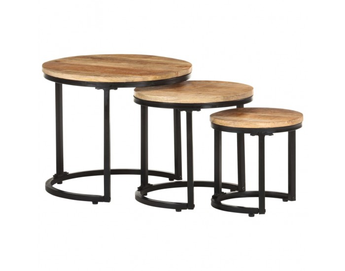 Sonata H Странични маси, 3 бр, грубо мангово дърво