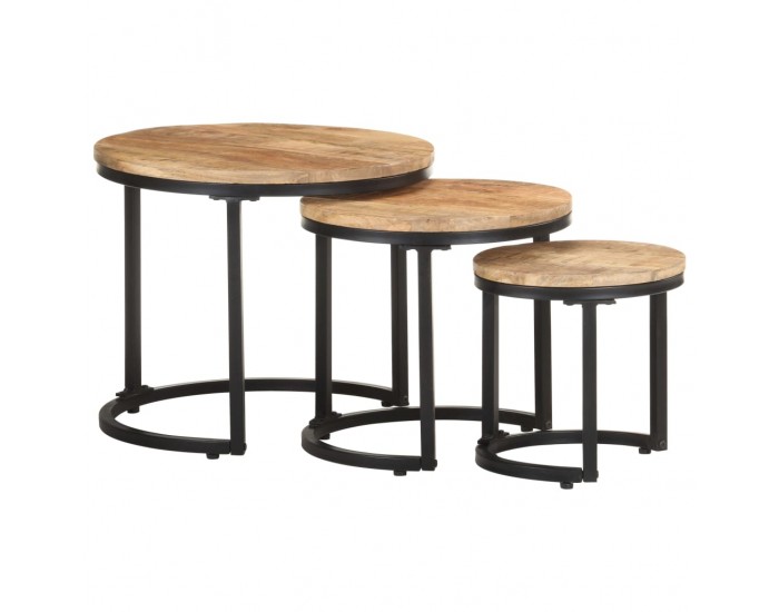 Sonata H Странични маси, 3 бр, грубо мангово дърво