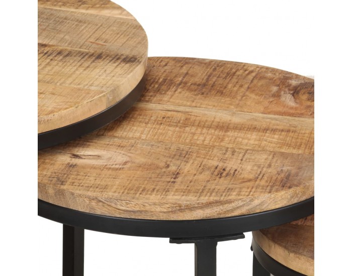 Sonata H Странични маси, 3 бр, грубо мангово дърво