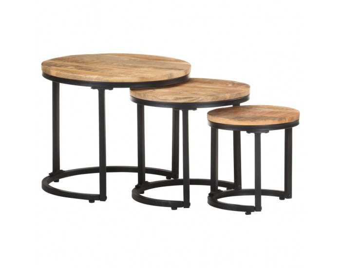 Sonata H Странични маси, 3 бр, грубо мангово дърво