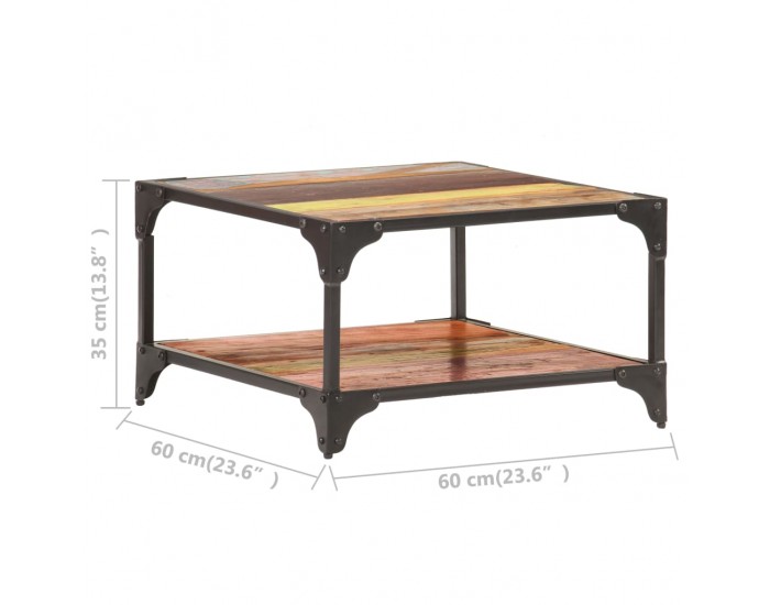 Sonata H Маса за кафе, 60x60x35 см, регенерирано дърво масив