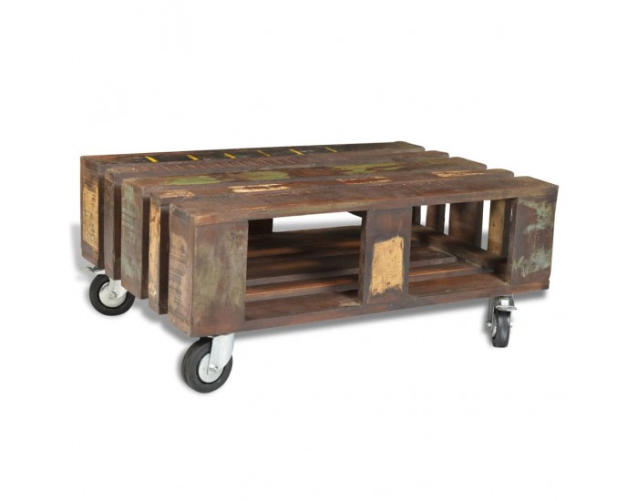 Sonata H Холна маса от регенерирана дървесина, 4 колела