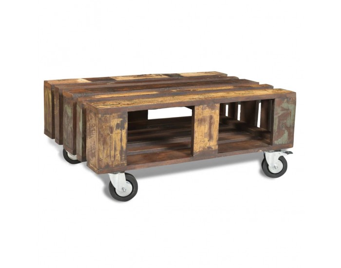 Sonata H Холна маса от регенерирана дървесина, 4 колела