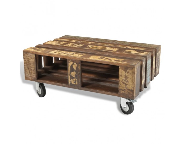 Sonata H Холна маса от регенерирана дървесина, 4 колела