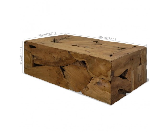 Sonata H Маса за кафе, 90x50x30 см, естествена тикова дървесина, кафява