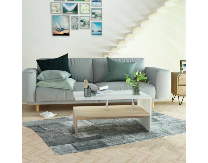 Sonata H Холна маса, инженерно дърво, 90x59x42 см, дъб и бял