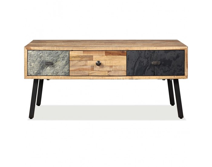 Sonata H Маса за кафе, регенериран тик масив, 90x65x40 cм