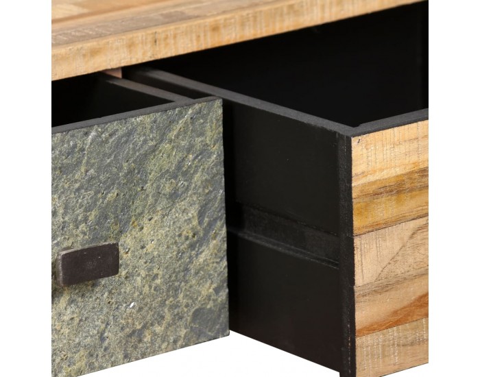 Sonata H Маса за кафе, регенериран тик масив, 90x65x40 cм