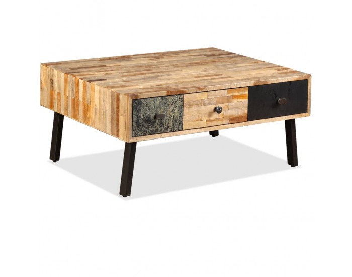 Sonata H Маса за кафе, регенериран тик масив, 90x65x40 cм