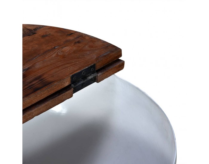 Sonata H Маса за кафе, регенерирано дърво масив, бяла, форма на купа