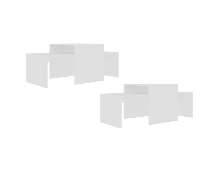 Sonata H Комплект маси за кафе, бял, 100x48x40 см, инженерно дърво